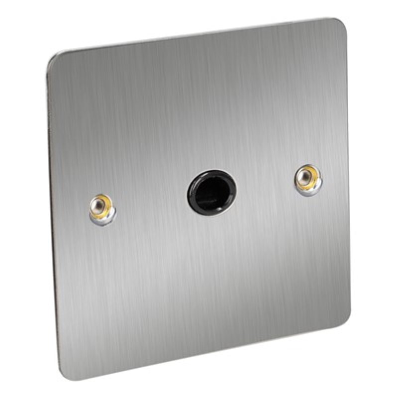 Flat Plate 20Amp Flex Outlet Plate *Satin Chrome/Black Insert ** - Click Image to Close